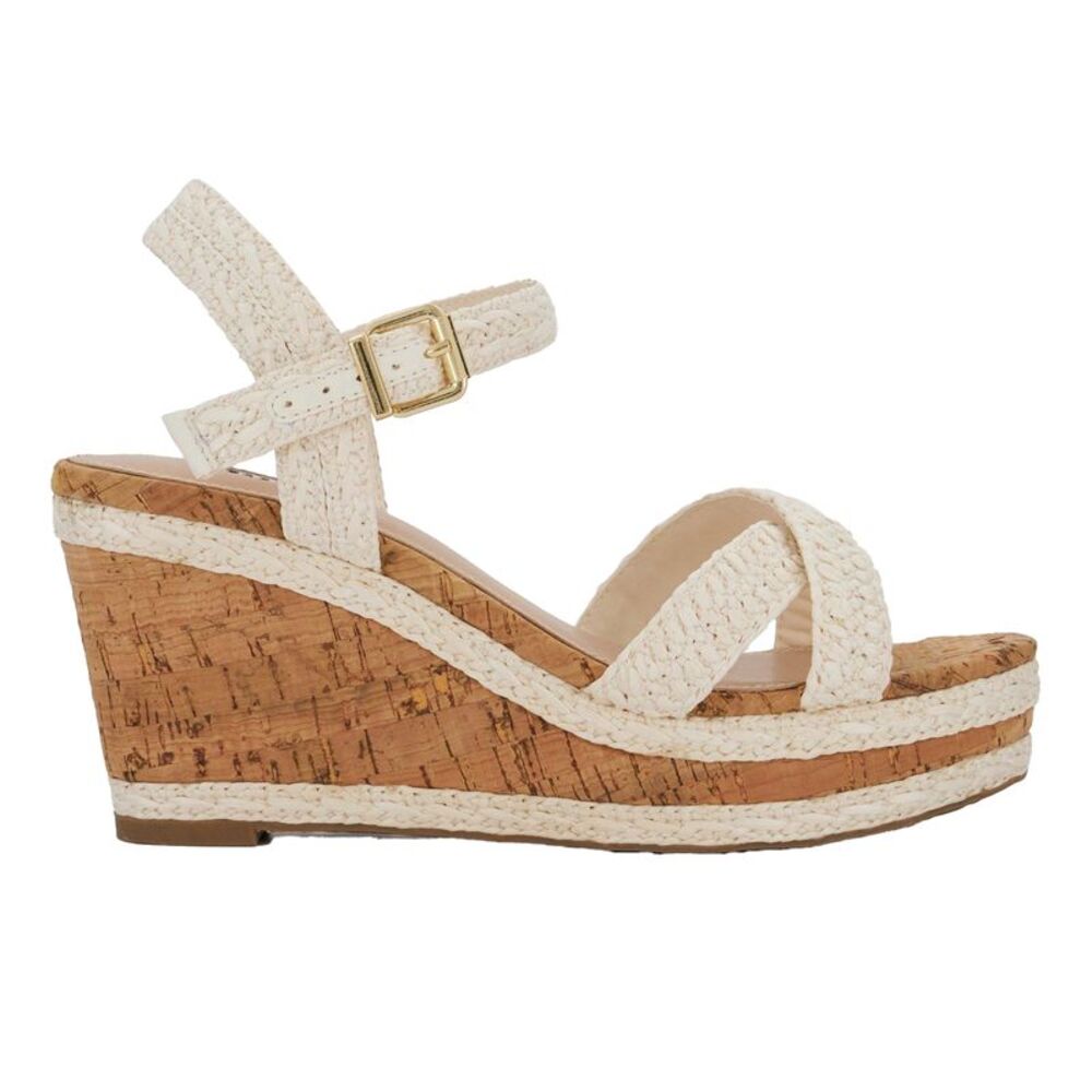Dune London Womens/Ladies Kelisa Raffia Flatform Wedge Sandals / White